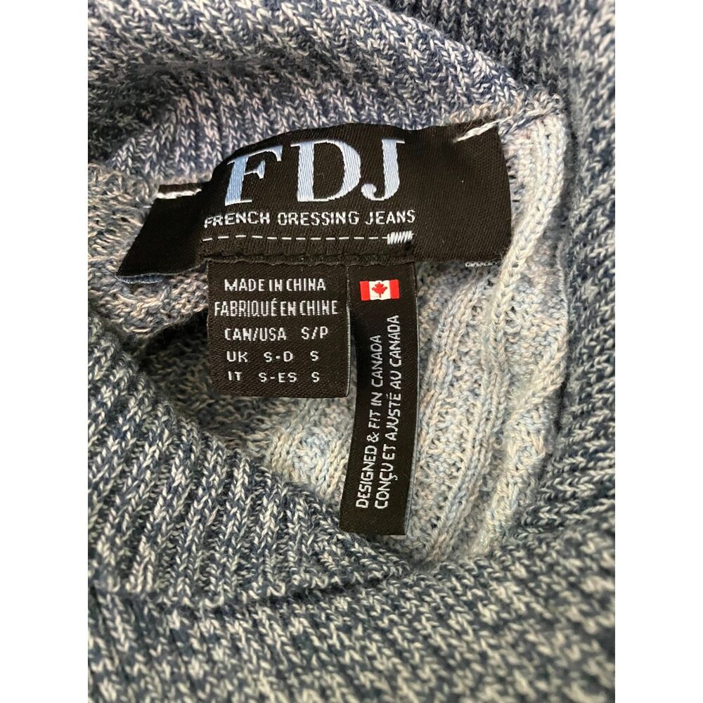 French Dressing patchwork cable and woven knit tu… - image 3